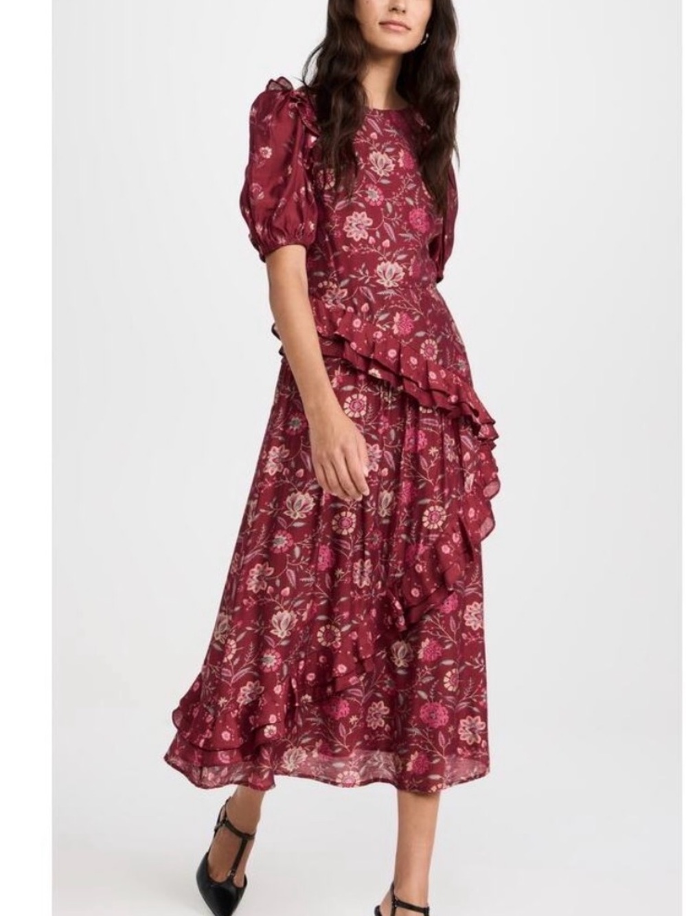 Sea Floral Ruffle Midi Dress - Picture 8 of 11